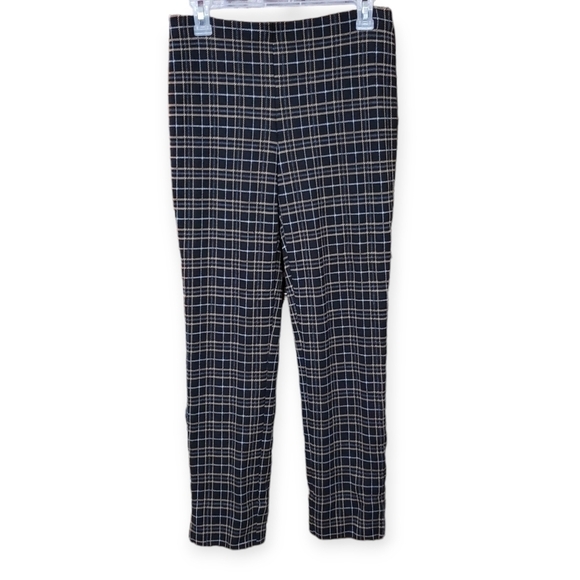 Women's J. Jill Plaid Dress Pants Ponte Slim Leg Stretch Pull On Size Small - Picture 1 of 8